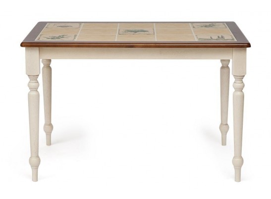 Стол с плиткой CT 3045P (дерево гевея/Античный белый/Малайзия) в Кургане