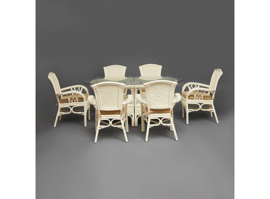 Комплект обеденный "ANDREA GRAND" (стол со стеклом+6 кресел+ подушки)