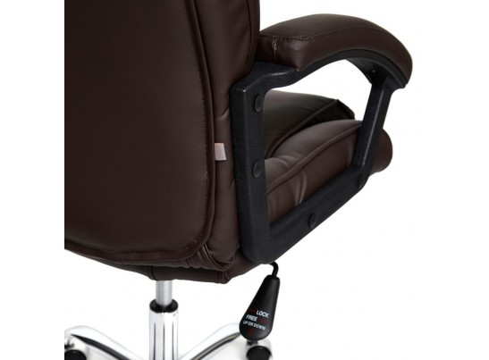 Кресло BERGAMO хром (кожзам/коричневый) в Кургане