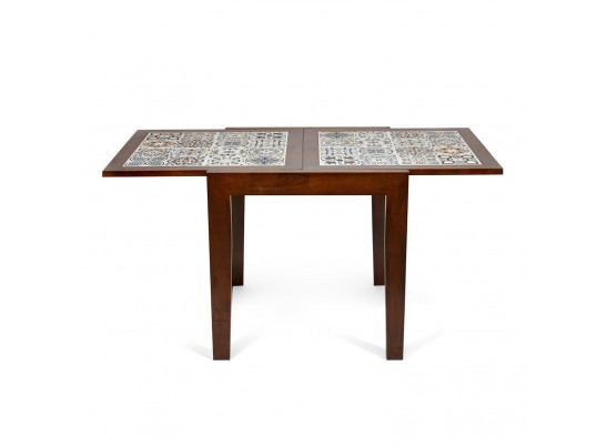 Cтол раскладной с плиткой CT 3030 Kasablanca (дерево гевея/Тёмный Дуб)