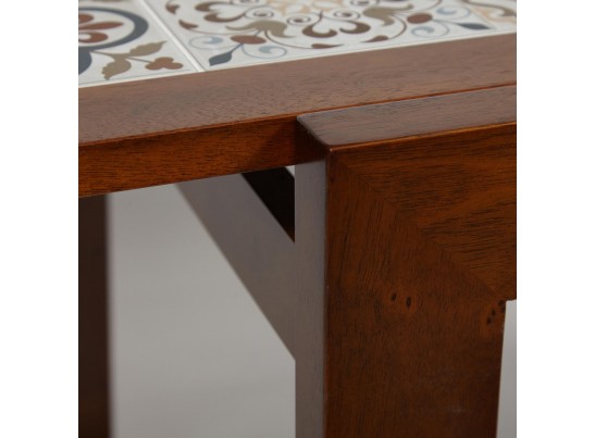 Cтол раскладной с плиткой CT 3030 Kasablanca (дерево гевея/Тёмный Дуб)