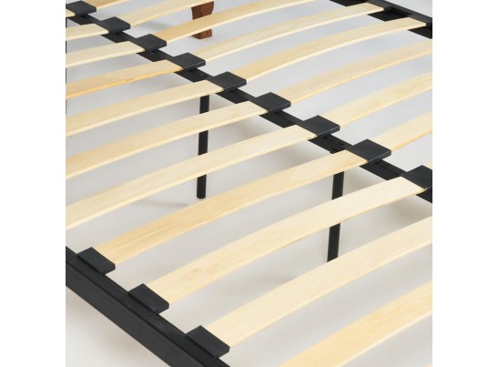 Кровать двуспальная CANZONA 140 красный дуб/черный Wood slat base