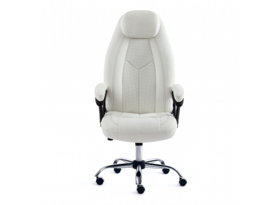 Кресло BOSS хром (кожзам/белый) в Кургане