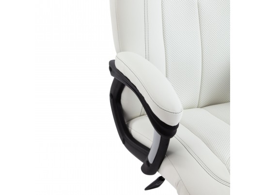 Кресло BOSS люкс хром (кожзам/белый) в Кургане