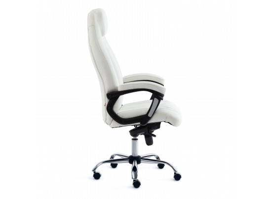 Кресло BOSS люкс хром (кожзам/белый) в Кургане