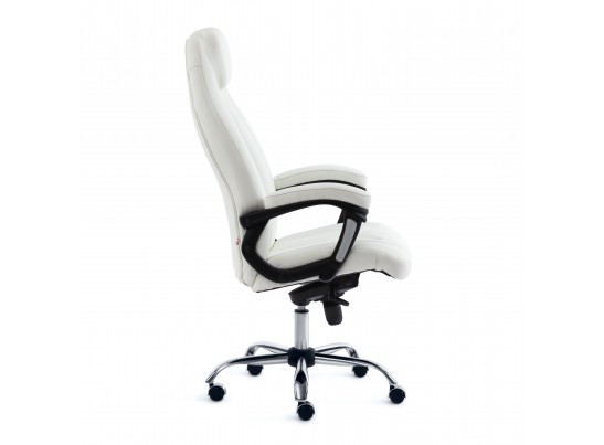 Кресло BOSS люкс хром (кожзам/белый) в Кургане