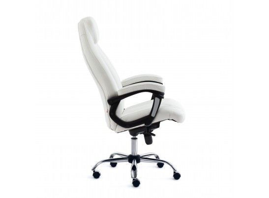 Кресло BOSS люкс хром (кожзам/белый) в Кургане