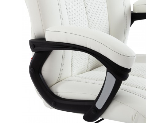 Кресло BOSS люкс хром (кожзам/белый) в Кургане