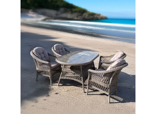 Комплект мебели T217/270/LV-217 Beige (4+1) с зонтом в комплекте в Кургане