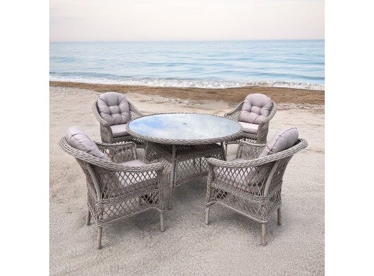 Комплект мебели T219/270/LV-217 Beige (4+1) с зонтом в комплекте в Кургане