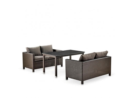 Обеденный комплект плетеной мебели с диванами T256A/S59A-W53 Brown в Кургане