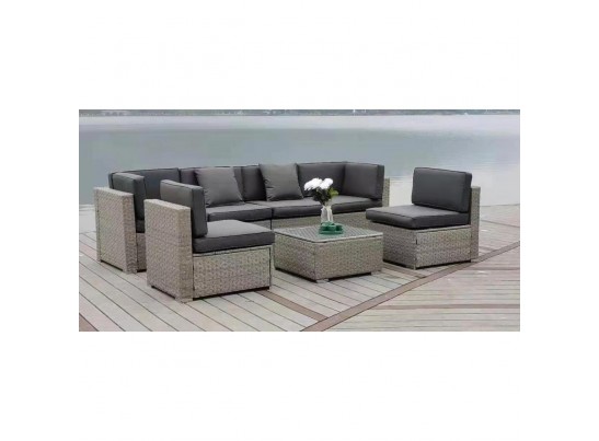 Плетеный модульный комплект YR822C Grey (подушка серая) в Кургане