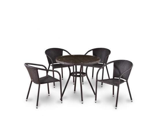 Комплект плетеной мебели T282ANT/Y137C-W53 Brown (4+1) в Кургане