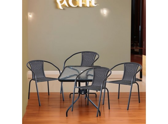 Комплект мебели Асоль LRC03/LRT04-70x70 Black (4+1) в Кургане
