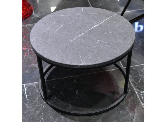 Набор кофейных столиков Tango серый мрамор с чёрными ножками, 2шт в Кургане