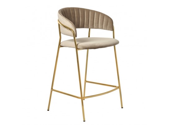 Комплект из 2-х стульев полубарных Turin латте с золотыми ножками в Кургане