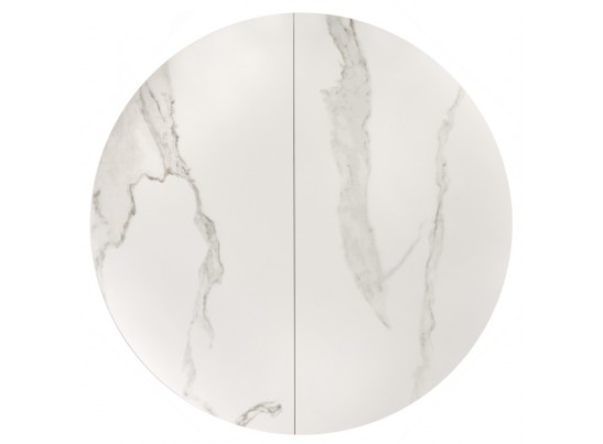 Стол Rudolf круглый раскладной 100-130x100x75см, светлый керамогранит, черный в Кургане