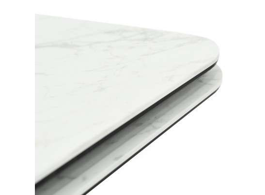 Стол Vito раскладной 120-184x80x75см, керамогранит белый мрамор, чёрный в Кургане