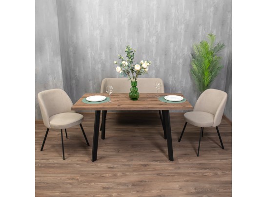 Стол Dublin раскладной 110-140х70х77 лиственница горная с чёрными ножками в Кургане