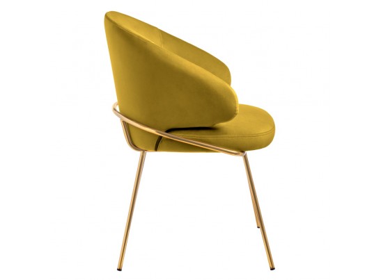 Стул-полукресло Emil горчичный с золотыми ножками в Кургане