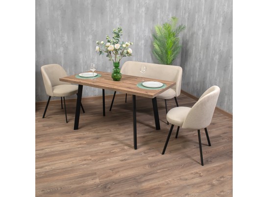 Стол Dublin раскладной 110-140х70х77 лиственница горная с чёрными ножками в Кургане