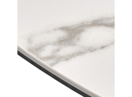 Стол Rudolf круглый раскладной 100-130x100x75см, светлый керамогранит, черный в Кургане