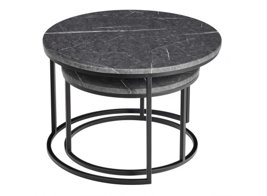 Набор кофейных столиков Tango серый мрамор с чёрными ножками, 2шт в Кургане