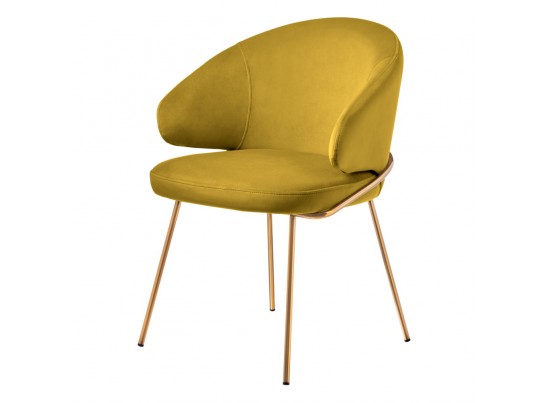 Стул-полукресло Emil горчичный с золотыми ножками в Кургане