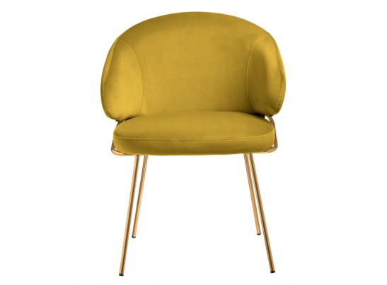 Стул-полукресло Emil горчичный с золотыми ножками в Кургане