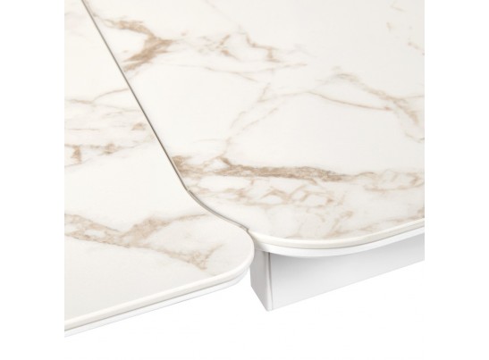 Стол Vito раскладной 120-184x80x75см, керамогранит белый мрамор, белый в Кургане