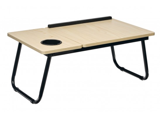 Стол складной с подъёмной крышкой и подстаканником «ВИТА», 55x32x25см, мдф, металл, св.дерево, черный в Кургане