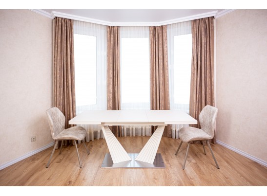 Стол раздвижной ASTRA 140-190x80х80см, керамогранит, сталь, айвори в Кургане