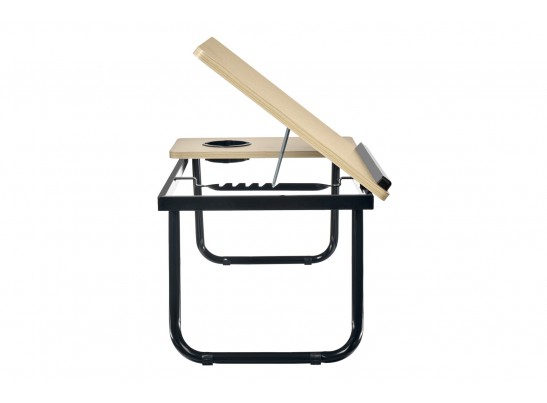 Стол складной с подъёмной крышкой и подстаканником «ВИТА», 55x32x25см, мдф, металл, св.дерево, черный в Кургане