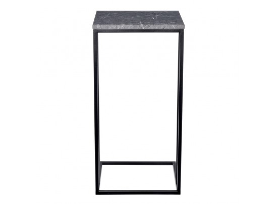 Придиванный столик Loft 35x35см, серый мрамор с чёрными ножками в Кургане