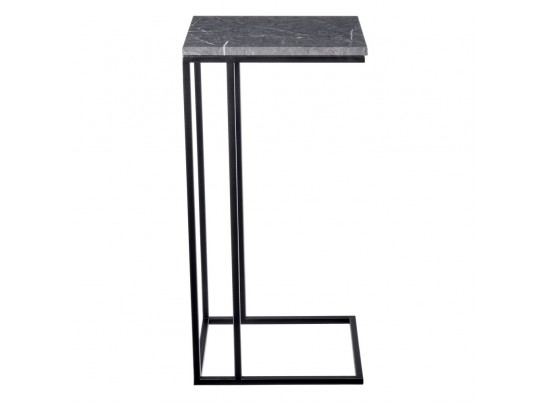 Придиванный столик Loft 35x35см, серый мрамор с чёрными ножками в Кургане
