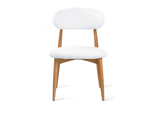 Стул Lucas белый искусственный мех с ножками цвета орех в Кургане