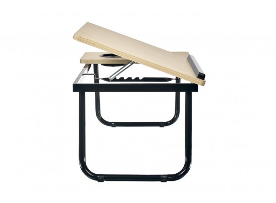 Стол складной с подъёмной крышкой и подстаканником «ВИТА», 55x32x25см, мдф, металл, св.дерево, черный в Кургане