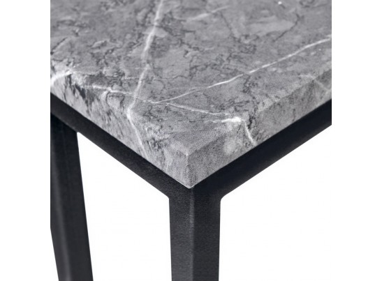 Придиванный столик Loft 35x35см, серый мрамор с чёрными ножками в Кургане