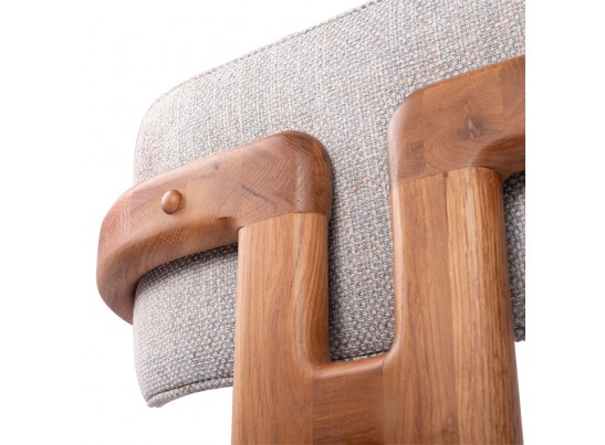 Стул Rich рогожка бежево-голубая с ножками цвета орех в Кургане