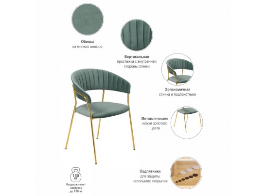 Комплект из 4-х стульев Turin мятный с золотыми ножками в Кургане