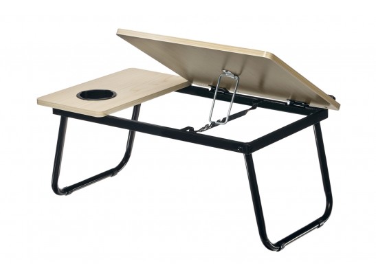 Стол складной с подъёмной крышкой и подстаканником «ВИТА», 55x32x25см, мдф, металл, св.дерево, черный в Кургане