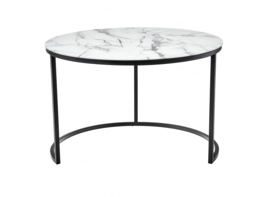 Набор кофейных столиков Tango белый мрамор с черными ножками в Кургане