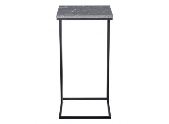Придиванный столик Loft 35x35см, серый мрамор с чёрными ножками в Кургане