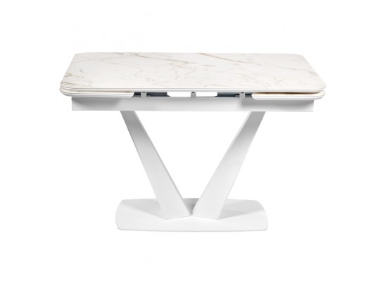 Стол Vito раскладной 120-184x80x75см, керамогранит белый мрамор, белый в Кургане