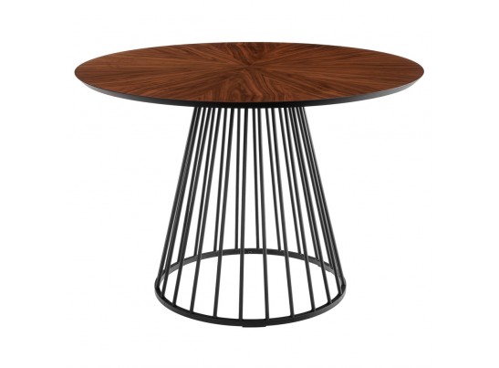 Стол Liverpool диам.110см, шпон орех лучевой набор, с чёрными ножками в Кургане