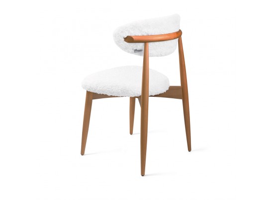 Стул Lucas белый искусственный мех с ножками цвета орех в Кургане