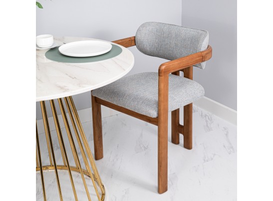 Стул Rich рогожка бежево-голубая с ножками цвета орех в Кургане