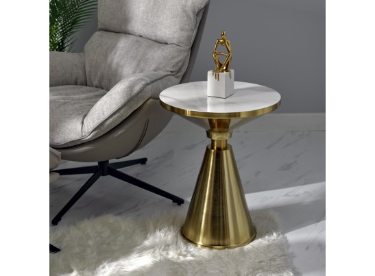 Кофейный столик Atlant диам.45см x 54см, золотой, металл, керамика в Кургане