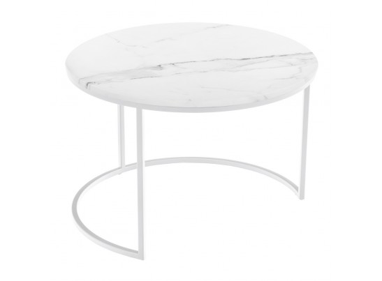 Набор кофейных столиков Tango белый мрамор с белыми ножками, 2шт в Кургане