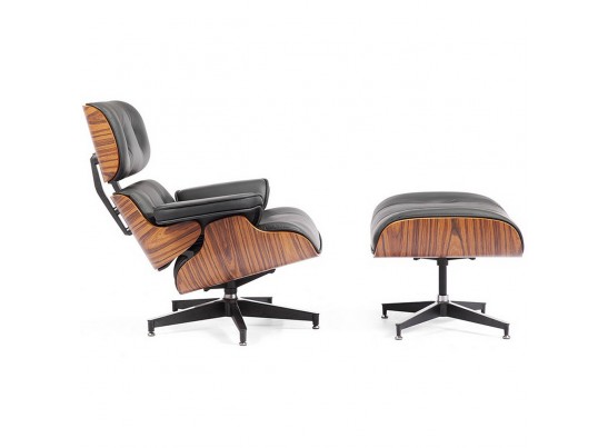 Кресло EAMES LOUNGE CHAIR и оттоманка EAMES LOUNGE CHAIR чёрные в Кургане